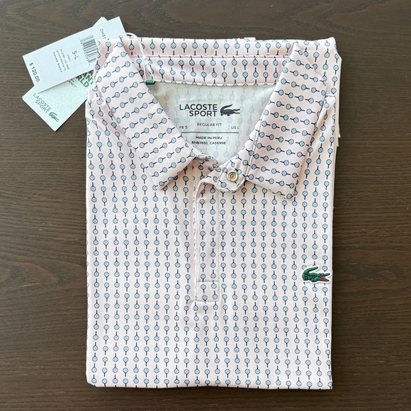 Lacoste Other - Lacoste Sport Pink and Blue Polo Shirt with Tennis Racquets. Regular Fit-Large.